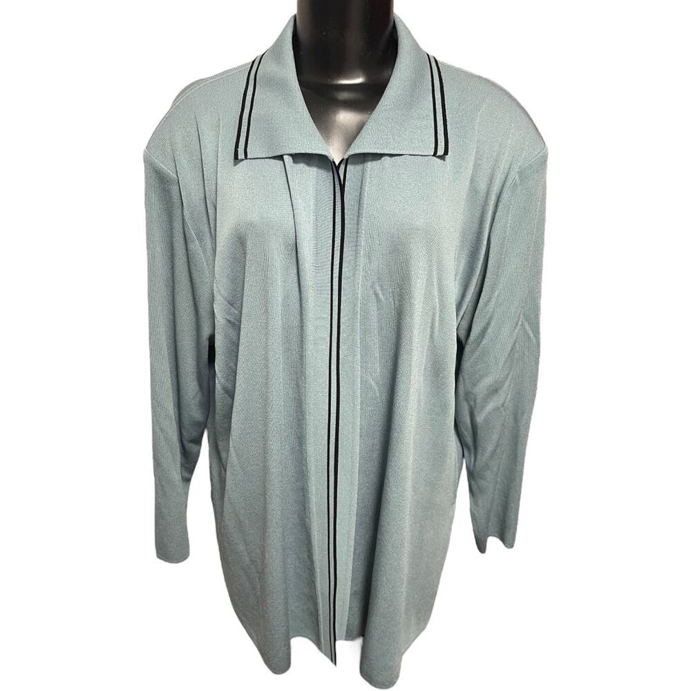 2X Exclusively Misook Womens Open Cardigan Sweater Travel Knit Collared